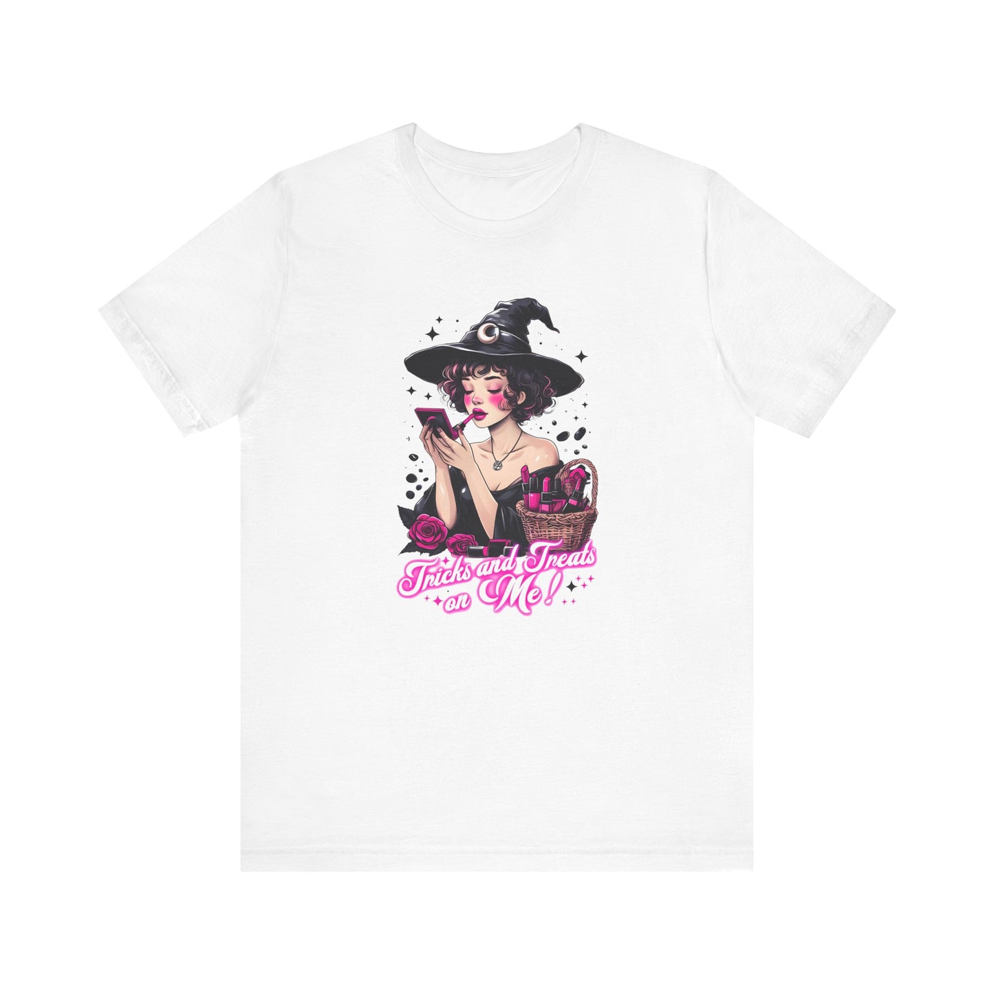 Tricks and treats on me pink tease t shirt