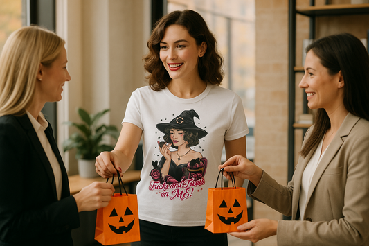 Tricks and Treats on me! Halloween Pink Tease tee shirt