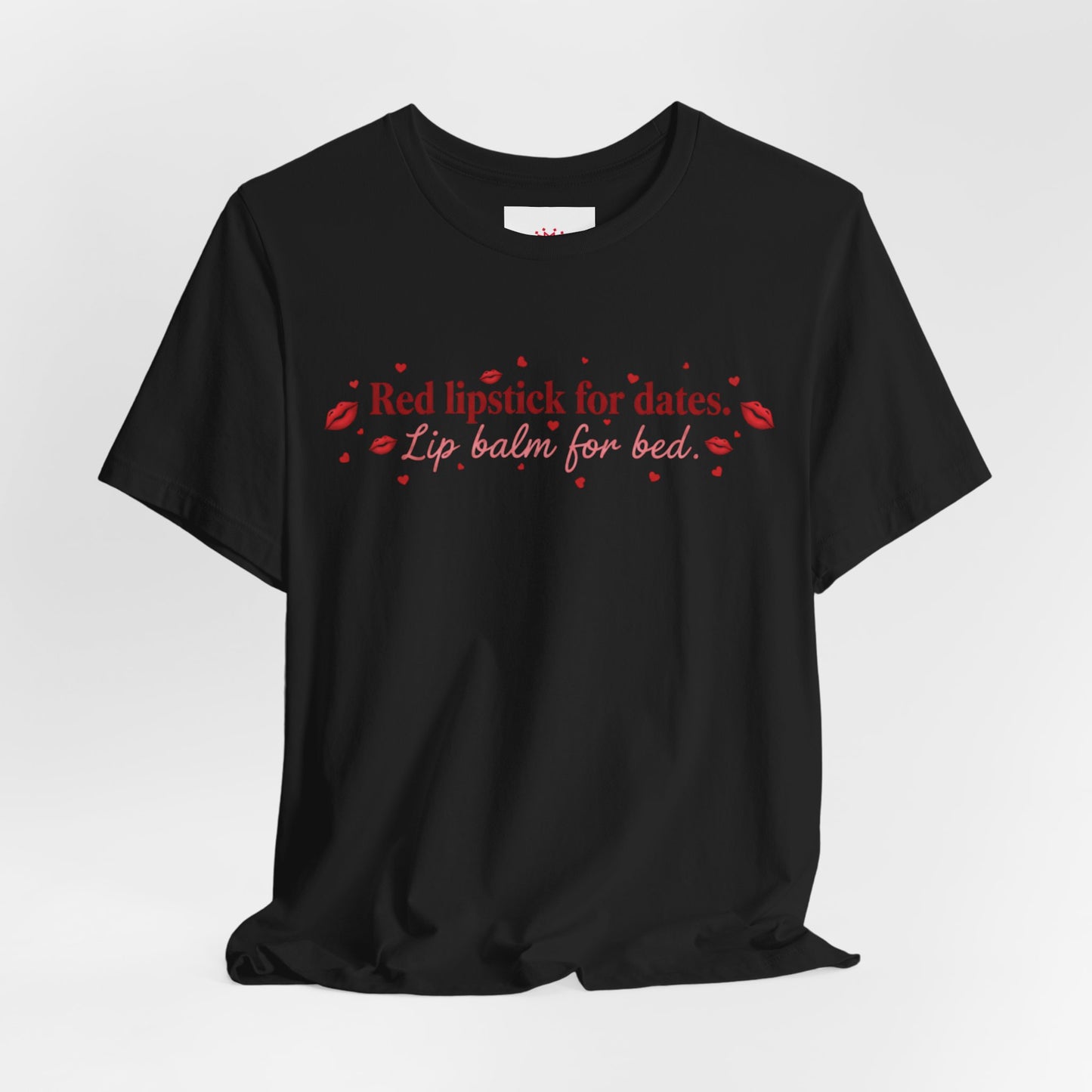 Red Lipstick for Dates, Lip Balm For Bed Tee — Pink Tease T‑ Shirt