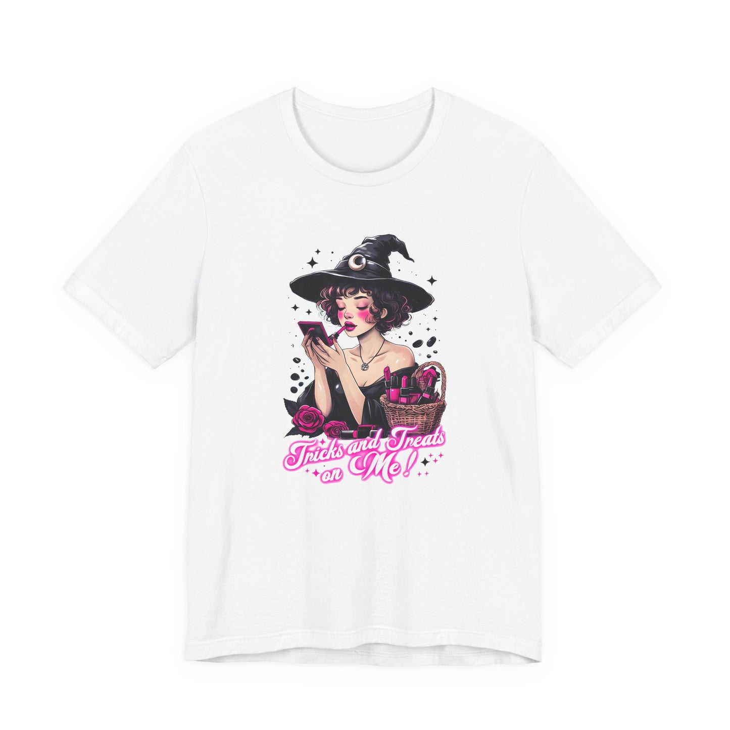 Tricks and treats on me pink tease t shirt
